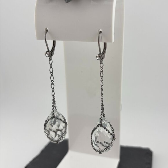 Caged Crystal Teardrop Earrings - Picture 3 of 4